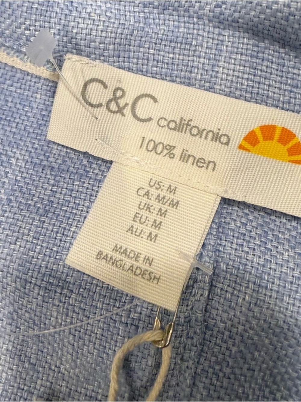 C & C California blue LINEN Utility Jacket Snap Close Pockets Sz M NWT - Picture 6 of 12